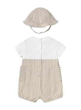 Strampler Mayoral kurz und beige Mütze für Babys