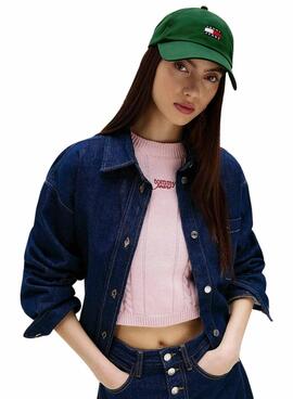 Tommy Jeans Linear grüne Mütze für Herren und Damen.