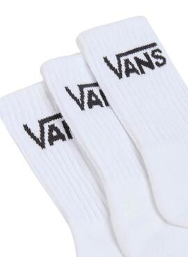 Dreierpack Vans Classic Crew Socken in Weiß für Männer und Frauen.