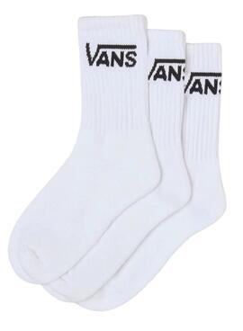Dreierpack Vans Classic Crew Socken in Weiß für Männer und Frauen.
