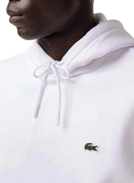Sweatshirt von Lacoste mit weißer Kapuze aus Baumwollfrottee für Herren