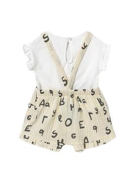 Set Mayoral Latzhose und beige T-Shirt für Baby