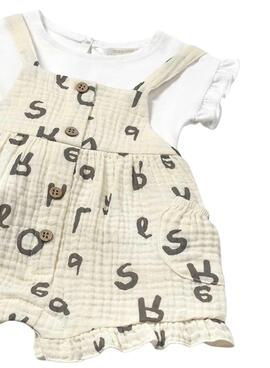 Set Mayoral Latzhose und beige T-Shirt für Baby