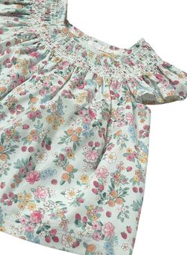 Kleid Mayoral bedruckt in Jadegrün für Babys