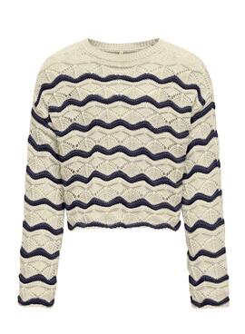 Pullover Only Kids Donna beige und marineblau für Mädchen