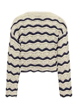 Pullover Only Kids Donna beige und marineblau für Mädchen