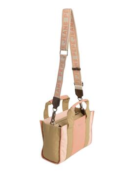 Handtasche Pepe Jeans Zadie rosa und beige für Damen.