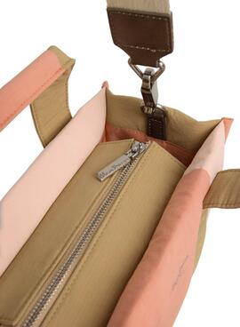 Handtasche Pepe Jeans Zadie rosa und beige für Damen.
