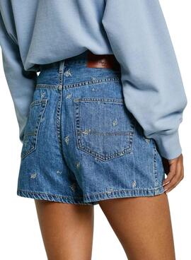 Kurze Pepe Jeans A-Linie bestickte Shorts für Damen.