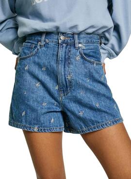 Kurze Pepe Jeans A-Linie bestickte Shorts für Damen.