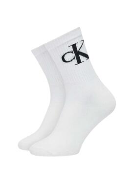 Pack von weißen Calvin Klein Monogramm Socken für Damen.