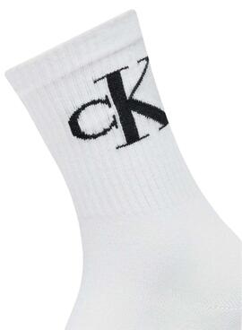 Pack von weißen Calvin Klein Monogramm Socken für Damen.