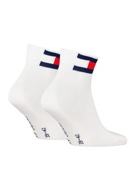 Zweierpack Tommy Jeans Uni Quarter Flag weiß für Herren und Damen.