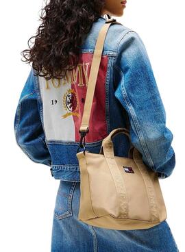Handtasche Tommy Jeans Tote mini beige für Damen