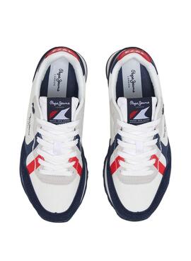 Sneakers Pepe Jeans Brit Weiß und Marineblau