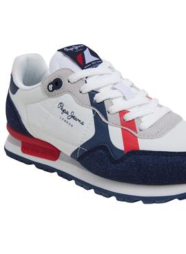 Sneakers Pepe Jeans Brit Weiß und Marineblau
