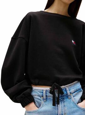 Tommy Jeans Tie schwarzer Hoodie für Damen