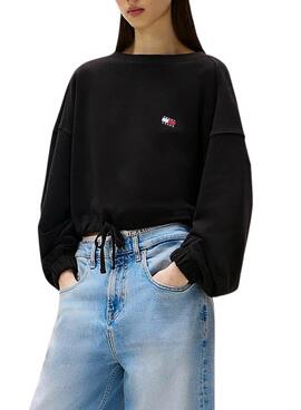 Tommy Jeans Tie schwarzer Hoodie für Damen