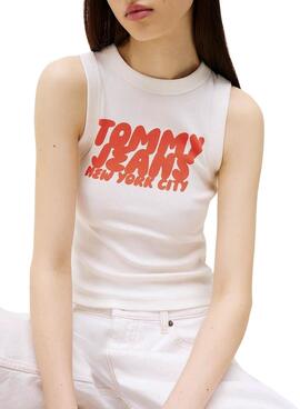 Tommy Jeans Bubble Tank weißes Damen-T-Shirt.