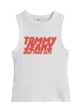 Tommy Jeans Bubble Tank weißes Damen-T-Shirt.