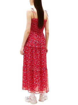 Kleid Tommy Jeans Chiffon rot für Damen.