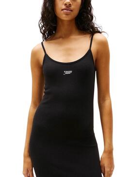 Kleid Tommy Jeans Script Strap Schwarz für Damen