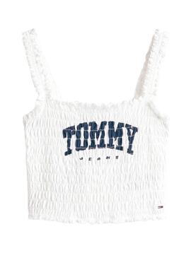 Top Tommy Jeans Smock Varsity weiß für Damen