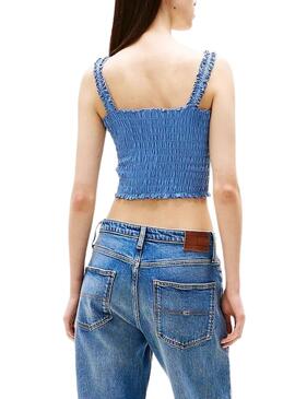 Top Tommy Jeans Smock Varsity Blau für Damen
