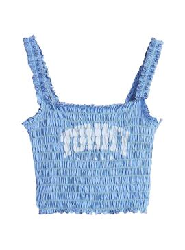 Top Tommy Jeans Smock Varsity Blau für Damen