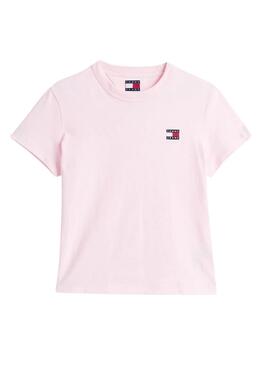 T-Shirt Tommy Jeans Badge in Rosa für Damen