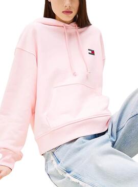 Tommy Jeans Badge Hoodie in Rosa für Damen
