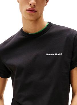 T-Shirt Tommy Jeans Slanted Schwarz für Herren