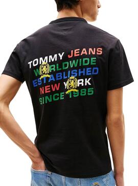 T-Shirt Tommy Jeans Slanted Schwarz für Herren