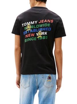 T-Shirt Tommy Jeans Slanted Schwarz für Herren