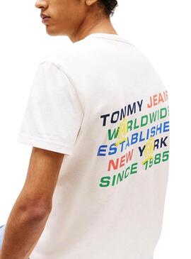 Tommy Jeans Slanted T-Shirt in Beige für Herren.