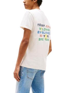 Tommy Jeans Slanted T-Shirt in Beige für Herren.
