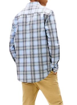 Hemd Tommy Jeans Poplin Check blau für Herren