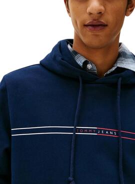 Sudadera Tommy Jeans Chest Flag Blau für Herren.