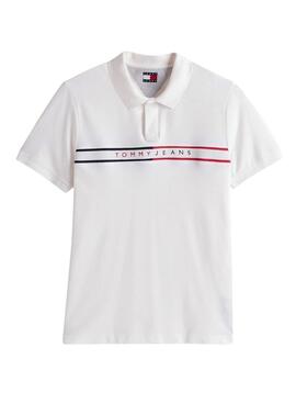 Polo Tommy Jeans Brustflagge weiß für Herren