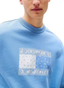 Sweatshirt Tommy Jeans Paisley Crew in Blau für Herren