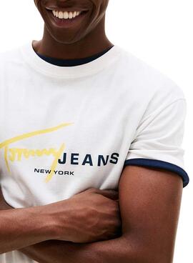 T-Shirt Tommy Jeans Signature in Weiß für Herren