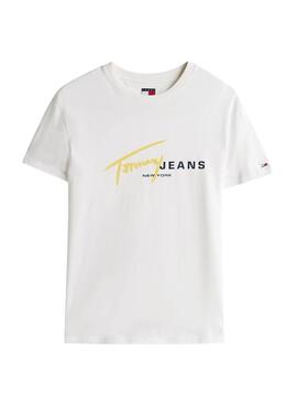 T-Shirt Tommy Jeans Signature in Weiß für Herren