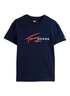 T-Shirt Tommy Jeans Signature in Marineblau für Herren