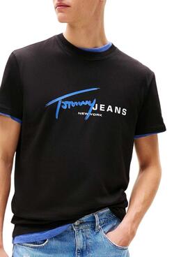 T-shirt Tommy Jeans Signature schwarz für Herren