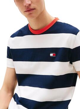 T-Shirt Tommy Jeans Stripe blau und weiß für Herren