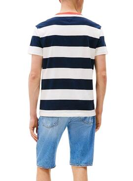 T-Shirt Tommy Jeans Stripe blau und weiß für Herren