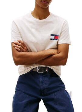 T-shirt Tommy Jeans Essential Flag beige für Herren