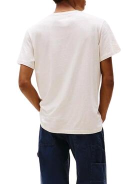 T-shirt Tommy Jeans Essential Flag beige für Herren