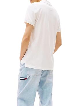 Polo Tommy Jeans Slim weiß für Herren