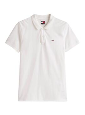 Polo Tommy Jeans Slim weiß für Herren